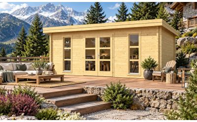 Gartenhaus 44 mm mit Flachdach: Ausstattung & Optionen